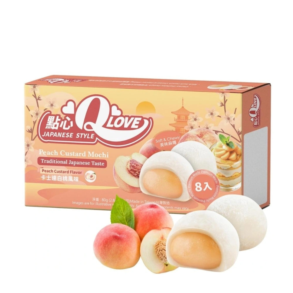 QLove White Peach Custard Premium Filling Mini Mochi 80g