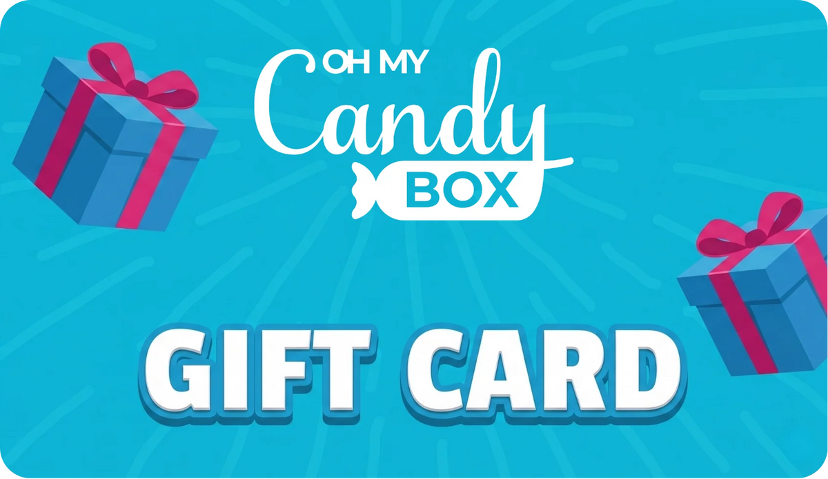 Digitalna poklon kartica Oh My Candy Box, tekst 'GIFT CARD' i darovi